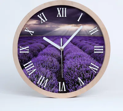 Produktbild von Holzuhr 30fi cm wanduhr - weiße Spitzen - Lavendelfeld