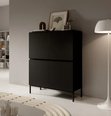 Produktbild von Selsey Highboard Bemmi - Hochkommode 4-türig, Schwarz, 100 cm