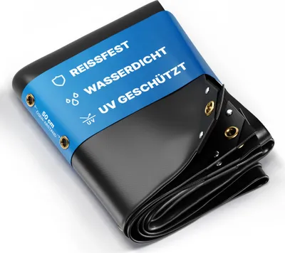 Produktbild von Abdeckplane 3x3m (9m²) Schwarz – LKW Plane 450g/m², wasserdicht, UV-beständig, Ösen