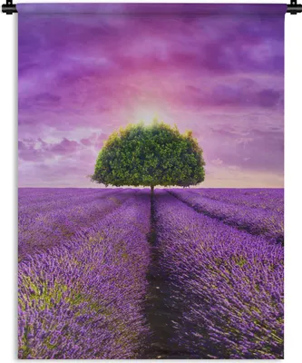 Produktbild von MuchoWow® Wandteppich Wandbehang Lavendel - Baum - Lila - Wolken 150x200 cm Tapisserie Dekoration Wandtuch - Wandaufhängung - Moderner