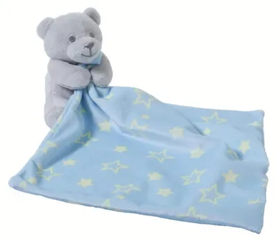 Immagine prodotto di Coperta morbida "Orsetto che abbraccia", 34 cm x 34 cm, in peluche, lavabile, adatta dai 0 mesi
