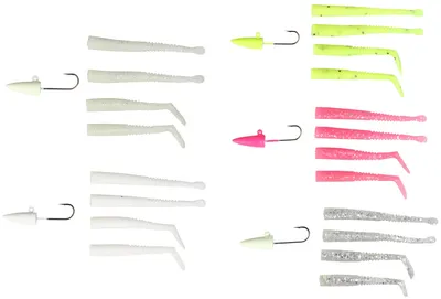Produktbild von Savage Gear Mini Sandeel Kit - 20 Gummifische + 5 Jighaken 3g