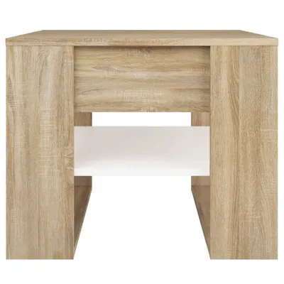 Produktbild von "Winterschlussverkauf "Couchtisch - CLORIS - Wohnzimmertisch - Robust und langlebig - Weiß Sonoma-Eiche 55,5x55x45 cm Holzwerkstoff - NeuMöbel6206278