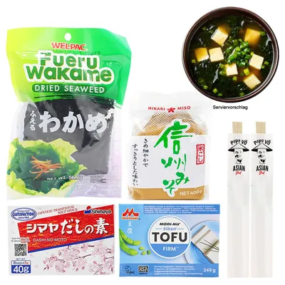 Produktbild von Misosuppen Set, Misopaste, Dashipulver Tofu, Wakame