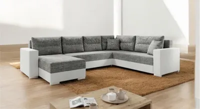 Image de AX LIVING Lovere canapé d'angle grand 314 cm blanc gris Salon