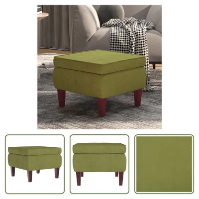 Immagine prodotto di The Living Store Sgabello con gambe in legno in velluto verde chiaro