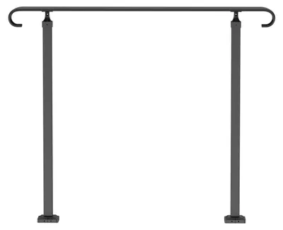 Immagine prodotto di Corrimano in ferro battuto, adatto a scale esterne a 2 o 3 gradini, corrimano regolabile per veranda, corrimano nero di transizione per gradini in cemento o scale in legno con kit di installazione