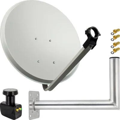 Produktbild von PremiumX SAT Anlage 80cm Antenne Twin LNB F-Stecker Wandhalter 45cm