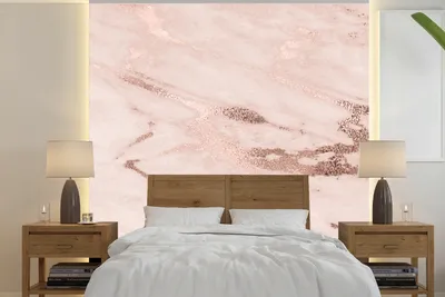 Produktbild von MuchoWow® Fototapete für Wohnzimmer oder Schlafzimmer Wandtapete Vinyl Motivtapete Marmor - Rosa - Rose - Gold - 280x280 cm - Hintergrundbild