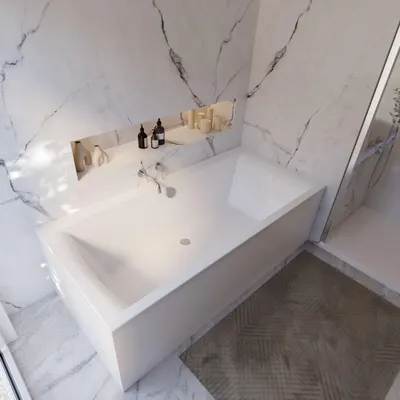 Produktbild von Schulte Körperform-Badewanne Modell Onda, Weiß Sanitäracryl, 190x90 cm, Höhe 58 cm, inkl. Set Hartschaum-Wannenträger + Ab- und Überlauf