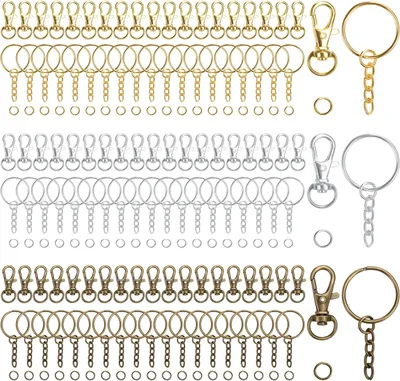 Produktbild von Belle Vous Metall Schlüsselanhänger Ringe mit Karabinerhaken mit Drehgelenk und Spaltringen (180 Stk) - Kleine Karabinerhaken für Schlüsselanhänger