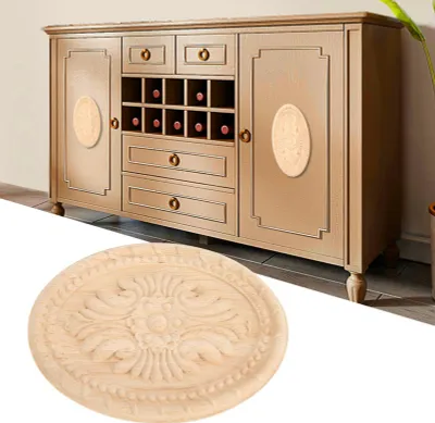 Obrázok produktu pre Drevené vyrezávané Onlay Applique Oval Carving Decal Unpainted Home Furniture Decor