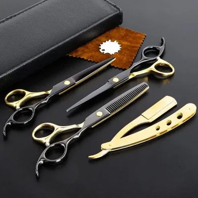 Produktbild von Famanu Haarschneider Set Schwarz-Gold - Professionelle Scheren für Friseure