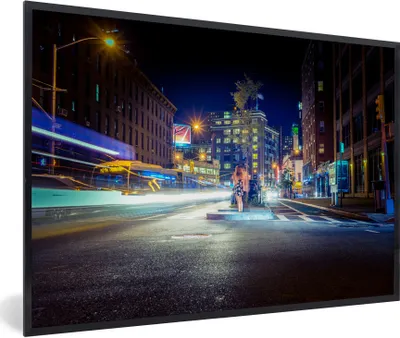 Produktbild von MuchoWow® Gerahmtes Poster New York - Brooklyn - Lichter 60x40 cm - Poster mit Schwarzem Bilderrahmen Wandposter Rahmen Foto Bilder - Printing - Wanddeko Schlafzimmer