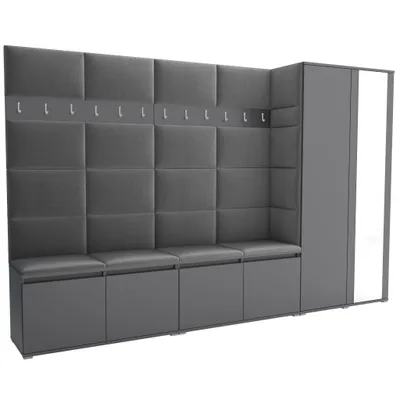 Produktbild von Garderobe LUTON 5 ANTHRACITE 33– Farbe: Anthrazit, moderner Schrank 40x290x186 cm, funktionale Lösung für den Flur, Garderobeschrank, Flurmöbel