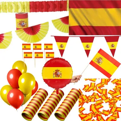 Produktbild von XL Spanien Party Deko Set 239 tlg. Partyset Partydeko rot gelb Fussball EM WM