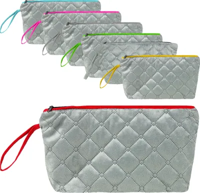 Produktbild von Großer Kosmetiktasche Kulturbeutel Organizer für Damen MULTIFUNKTIONALE glamourös Weich (Grau-Rot)