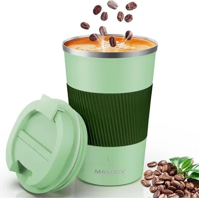 Zdjęcie produktu dla Kubek termiczny izolowany 380 ml antypoślizgowy kubek podróżny ze stali nierdzewnej próżniowy kubek do kawy zielony