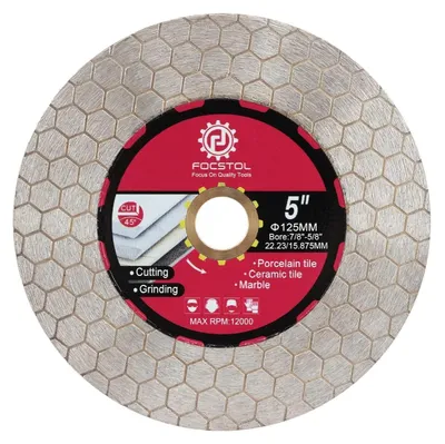 Obrázek produktu pro Diamantový řezací kotouč 125 mm, určený pro řezání a broušení dlaždic a kamene, otvor 22,23 mm