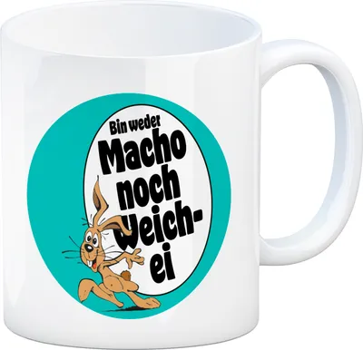 Produktbild von Weder Macho noch Weichei Kaffeebecher in türkis mit Osterhase