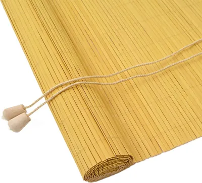 Image de Store enrouleur avec des rideaux Jaune 140 x 220 cm Bambou