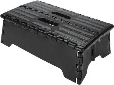 Produktbild von Kinderhocker Klappbarer Tritthocker, tragbarer klappbarer Tritt, multifunktionaler Klapphocker, rutschfester Badezimmer-Küchenhocker aus schwarzem Kun