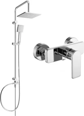 Produktbild von Mexen Tord Brausegarnitur für Aufputzmontage mit Kopfbrause und Mischbatterie Cetus, Chrom - 744340200-00