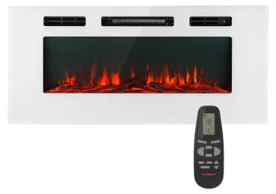 Obrázek produktu pro Klarstein Elektrický krb, elektrické ohřívače do obýváku a interiéru, elektrický krb s LED plameny, krb na dálkové ovládání, ventilátorový ohřívač s časovačem, nastavitelný termostat, ohřívač 1800 W