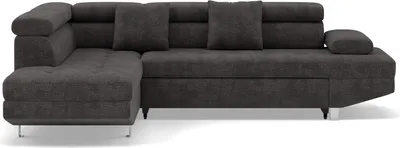 Image de Best Mobilier Margaux - Canapé d'angle gauche 5 places convertible avec coffre et têtières réglables en velours texturé , Gris