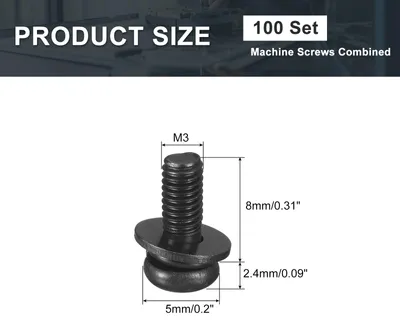 Produktbild von M3 x 8mm 100 Stš¹ck Linsenkopfschrauben Kreuzschlitz Rundkopfschrauben, Maschinenschrauben Bolzen kombiniert mit Federring und Unterlegscheiben fš¹r Reparaturen