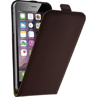 Produktbild von PhoneNatic Kunst-Lederhülle kompatibel mit Apple iPhone 6 Plus / 6s Plus - Flip-Case braun + 2 Schutzfolien