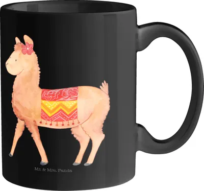 Produktbild von Mr. & Mrs. Panda Trinkbecher Alpaka Stolz - Schwarz - Geschenk, schöne tasse, Kaffeetasse, Pott, Kaffeebecher
