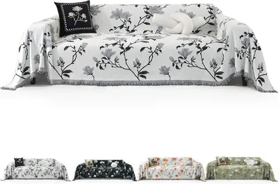 Produktbild von (Grau,180*300cm)Sofa-Decke Atmungsaktiv Sofabezug Wohndecken Chenille-Jacquard-Material Kein Pilling Doppelseitige Farbe Sofa überzug für 1/2/3/4 Sitze Sofa Bett
