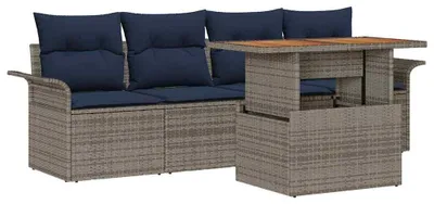 Produktbild von vidaXL Garten-Sofa-Set mit Speicher 5 pcs Grau Poly Rattan