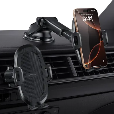 Produktbild von Handyhalterung Auto 3-in-1 Saugnapf Armaturenbrett Lüftung 4.7–6.8" Schwarz