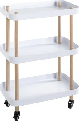 Produktbild von HAKU Beistelltisch Regal auf Rollen Servierwagen, weiß - Massivholz, Metall, B/H/T: 50x76x30 cm