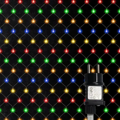 Obrázok produktu pre LED svetelný reťazec, 4,5 x 1,6 m, 300 LED, sieťová dekorácia na Vianoce, vhodné na vnútorné aj vonkajšie použitie, na kríky, stromy, do izieb, na balkóny, na párty, farebné