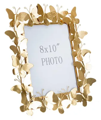 Imagen del producto de Marco de fotos con mariposas, metal y vidrio, 20x25 cm, color dorado, marca Mauro Ferretti, estilo Glam