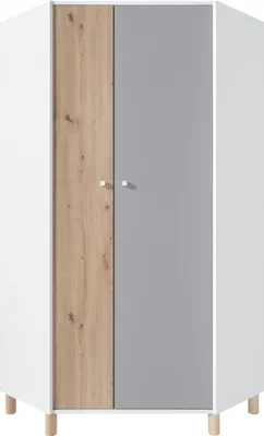 Produktbild von Furniture24 Eckkleiderschrank Faro FR2 Eckchrank 2 Türiger Drehtüren 5 Einlegeboden 2 Kleiderstangen