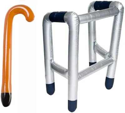 Productafbeelding van Opblaasbaar zimmer-frame wandelstokspeelgoed - Grap aanwezig voor 50e 60e 70e 80e 90e verjaardag feest