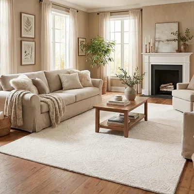 Imagen del producto de Alfombra para sala de estar, color beige, 200 x 300 cm, pelo corto, lavable, ideal para la cocina. Alfombra moderna para sala de estar, fácil de limpiar. Alfombras para dormitorios y comedores