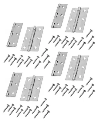 Zdjęcie produktu dla Zestaw 8 metalowych zawiasów w kolorze srebrnym (64x35 mm )