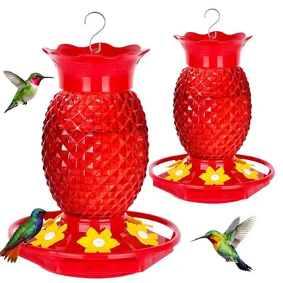 Zdjęcie produktu dla INF Zawieszany karmnik ogrodowy dla kolibrów - plastikowy czerwony ananas, całoroczny