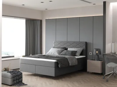 Produktbild von Boxspringbett Schlafzimmerbett ROCIO Nr.3 Premium 180x200cm in Stoff Anthrazit
