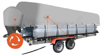 Image de Housse de protection pour ponton, de 5 à 6 mètres, imperméable, tissu 300D, 15 sangles réglables, anti-poussière