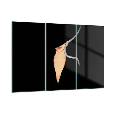 Produktbild von Bilder auf glas - 3 Teile - Schwarz Frau Hut - 105x70cm - Glasbilder - Wandbilder - Bilder - zum Aufhängen bereit - Wanddekoration aus Glas - Glas Bilder - Wandbild auf Glas - GCE105x70-4341