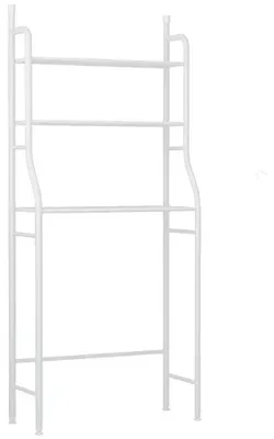 Immagine prodotto di Ripiano porta lavatrice per il bagno - Scaffale indipendente a 3 livelli - Da posizionare sopra il WC/la lavatrice - Metallo - 68x25x155 cm - Bianco