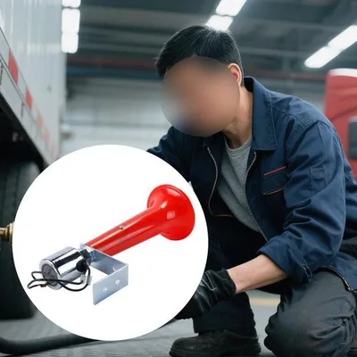 Obrázok produktu pre Turecká vzduchová húkačka 180 dB, červená, 12 V, 24 V, univerzálna – silný zvuk – bezpečnostné varovanie – odolná, vhodná pre nákladné vozidlá, karavany, osobné automobily a motocykle