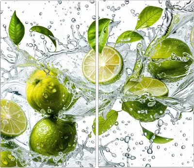 Produktbild von Spritzschutz Herdabdeckplatte Schneidebrett aus Glas Zitrusfrucht Spritzer 2-Teilig (60x52cm)