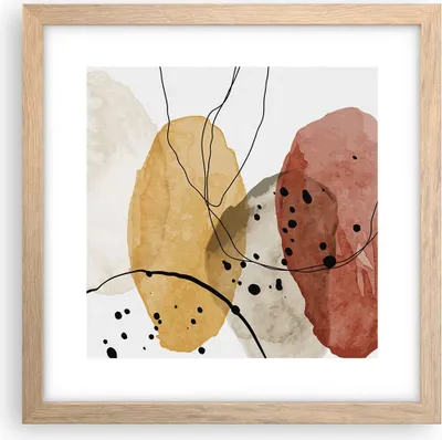 Produktbild von Gerahmtes Poster - Rahmen in heller Eiche - Aquarell Abstraktion Formen - 30x30 cm - Wand Bild - Wanddeko - Wandbilder - Kunstposter - Wandposter - Bilderrahmen - Bilder - Kunstdruck - P2NAC30x30-4658